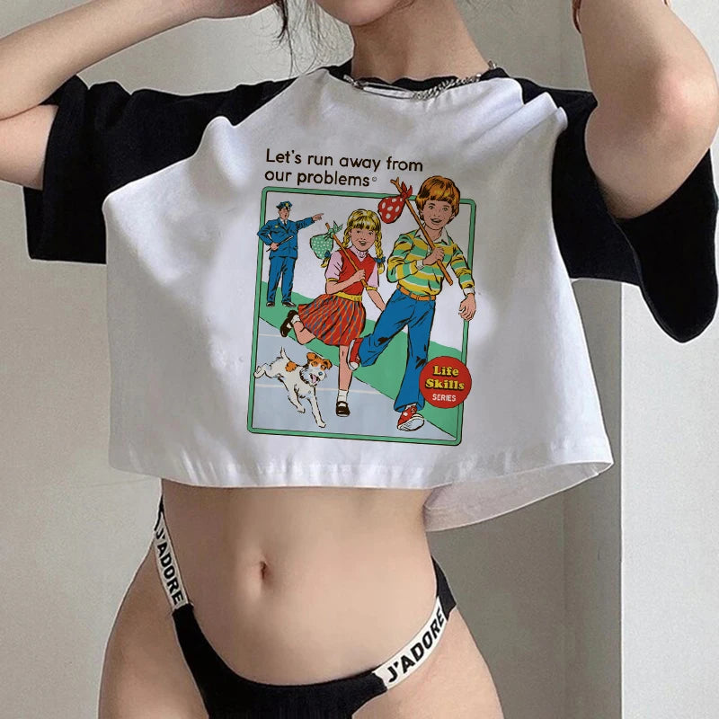 Gothic Horror Y2k Aesthetic  Crop Top