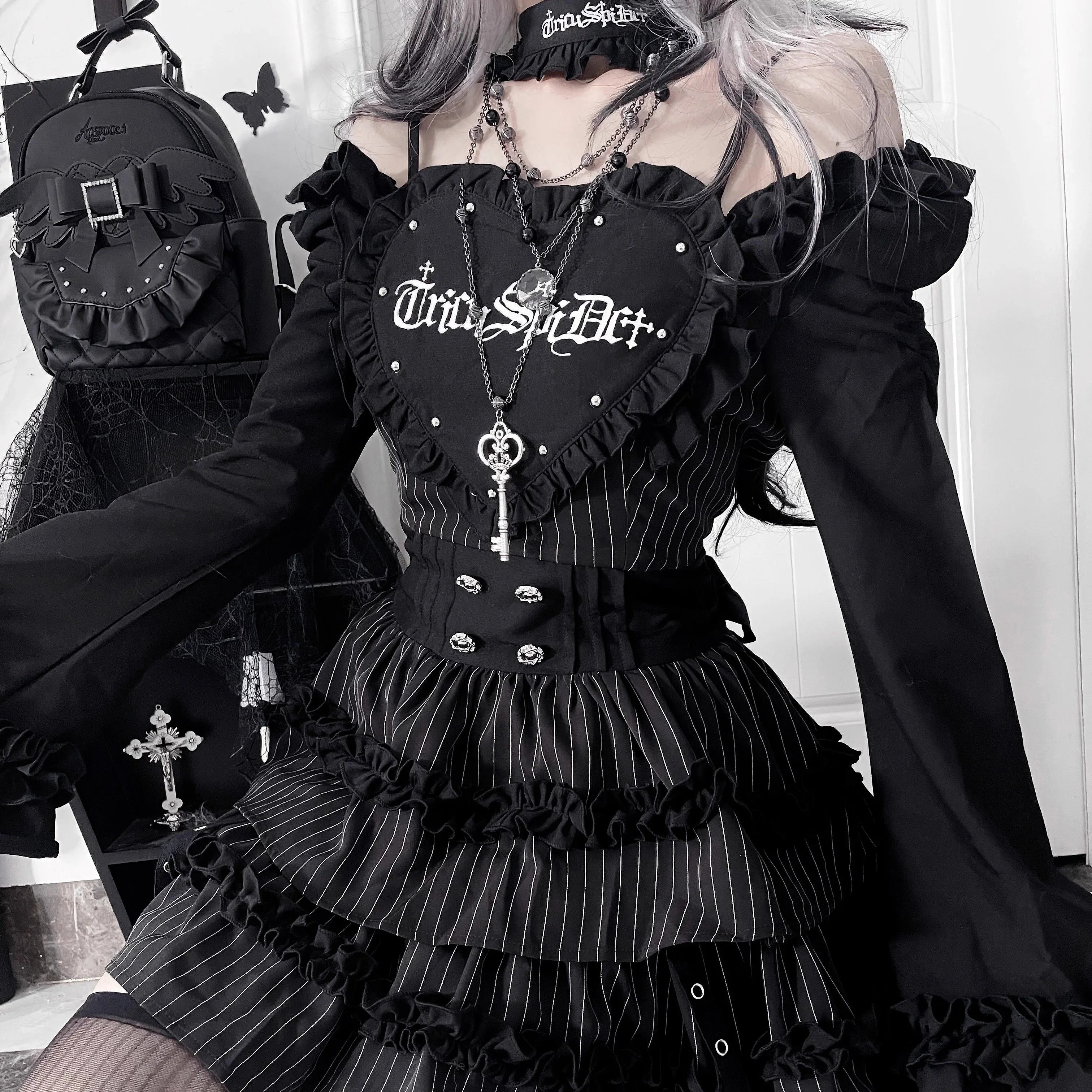 Gothic Dark Subculture Print Short Dress