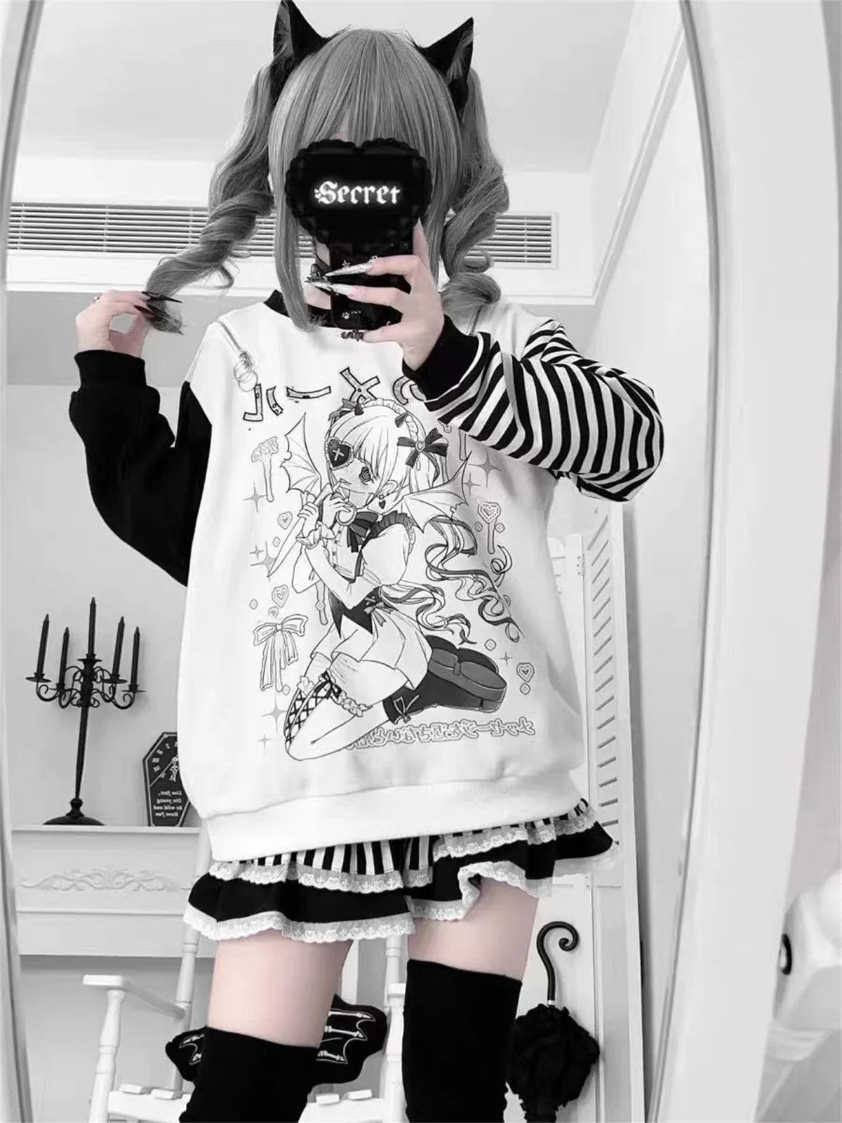 Y2k  Grunge Sweatshirt Zipper Hoody