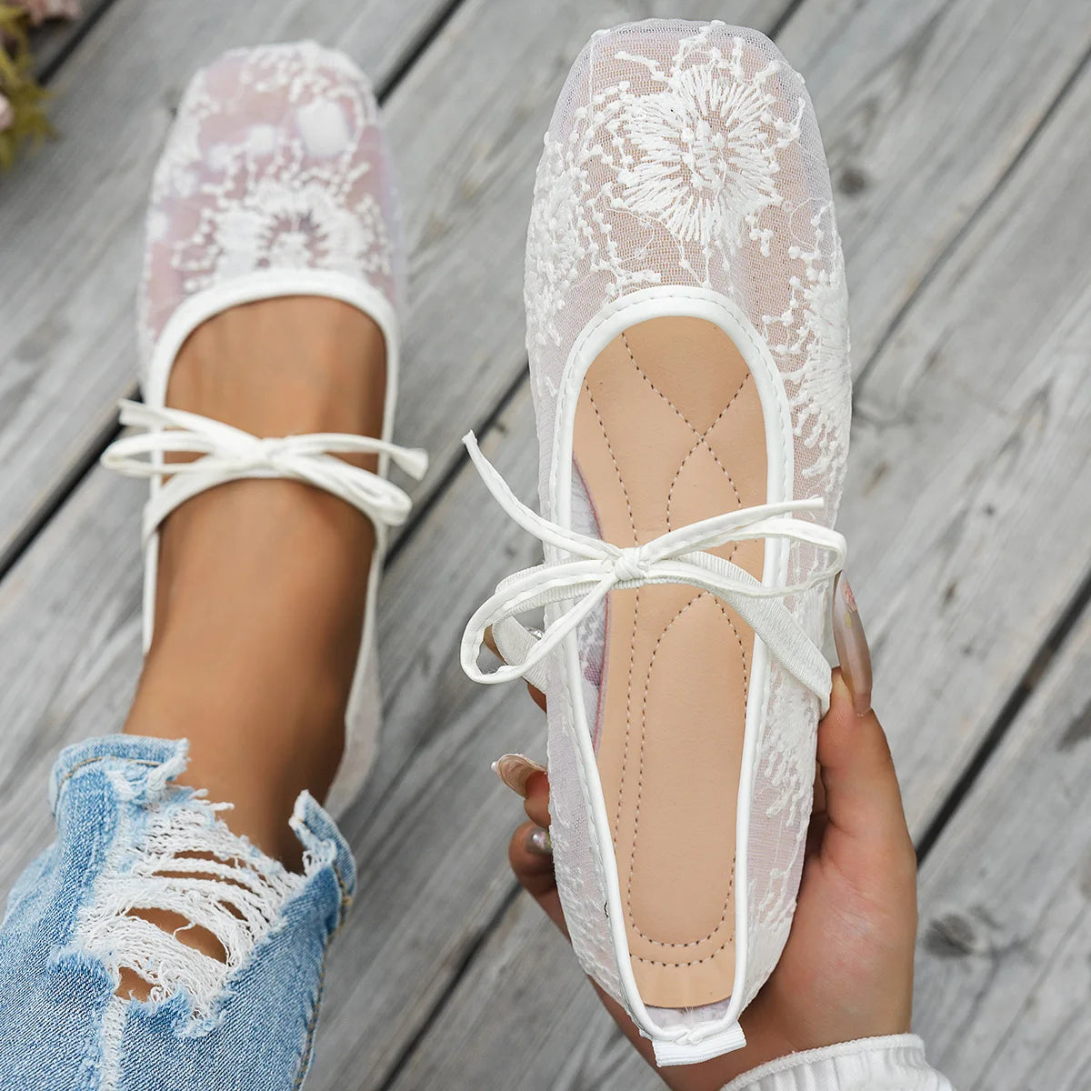 Lace Flower Flat  Shoes