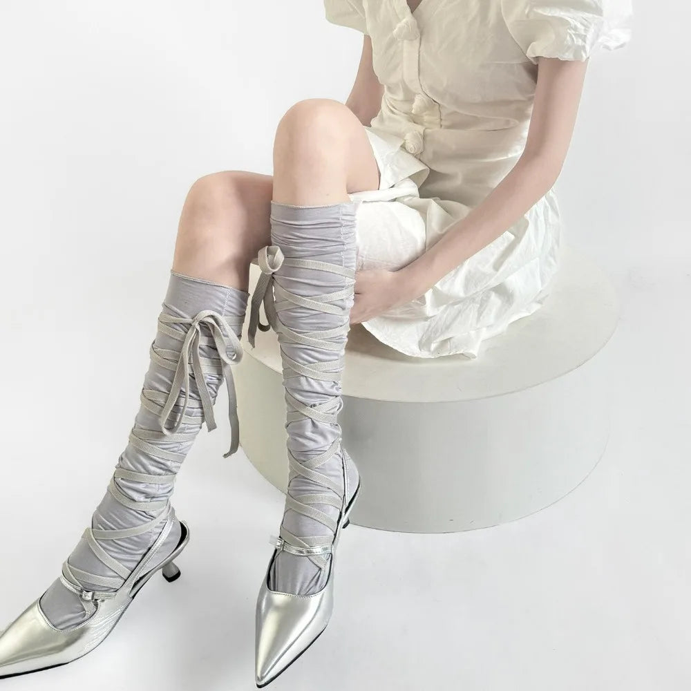 Bowknot Lace-Up Socks