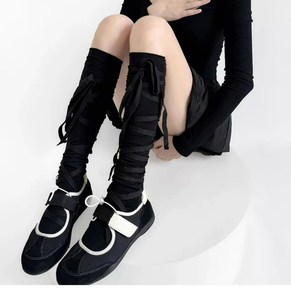 Bowknot Lace-Up Socks