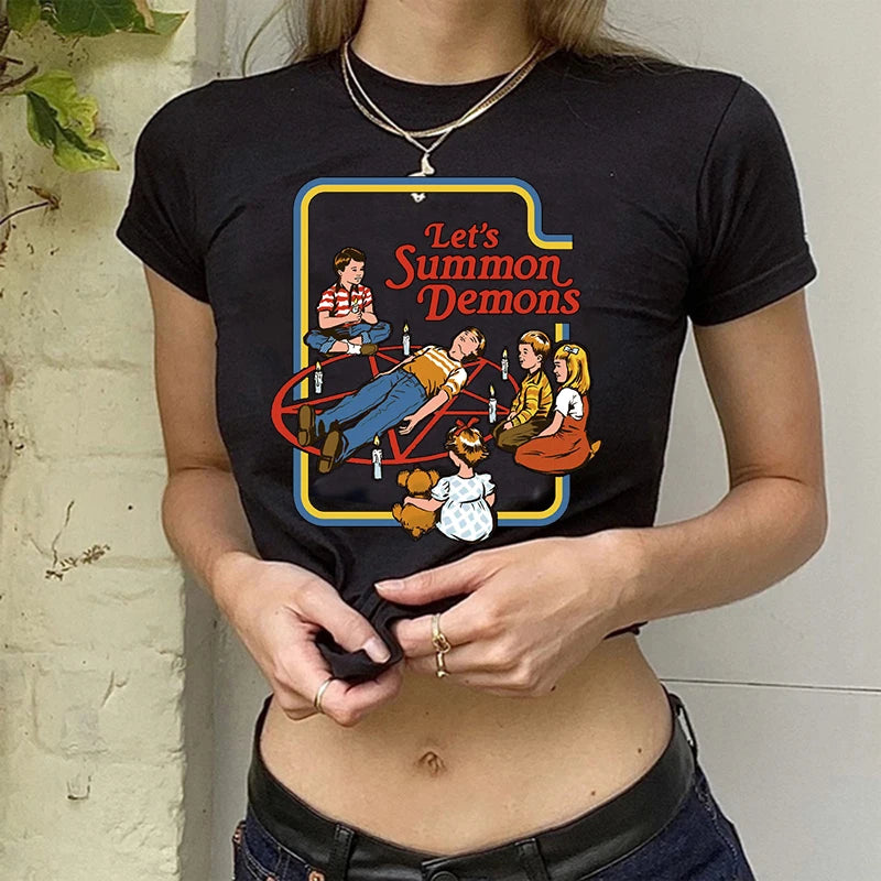 Gothic Horror Y2k Aesthetic  Crop Top