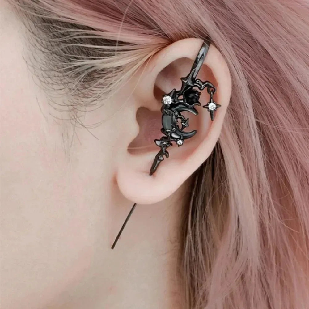 Dark Gothic Rose Cross Thorn Earring