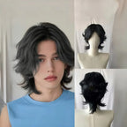 black wavy  synthetic wig